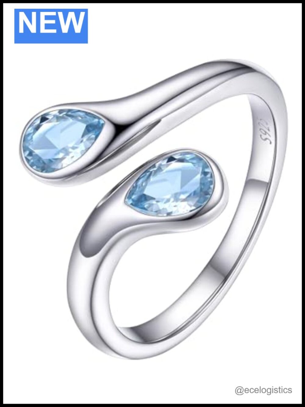 925 Sterling Silver Toi et Moi Birthstone Ring Adjustable Stackable